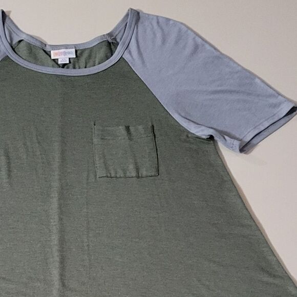 LuLaRoe Carly Green Swing Dress Scoop-neck Short Sleeve Hi-Low Hemline - Picture 8 of 12